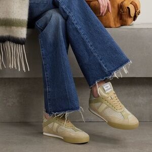 Chloe Kick Sneaker in Soft Khaki/Beige Leather/Mesh sz 37 New in Box